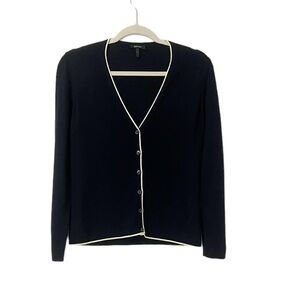 Escada Black Cashmere Cardigan with Ivory Accents Size S